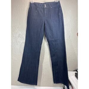 Elle Vintage Womens Wide Leg Trouser Style Denim Blue Stretch Jeans Size 8